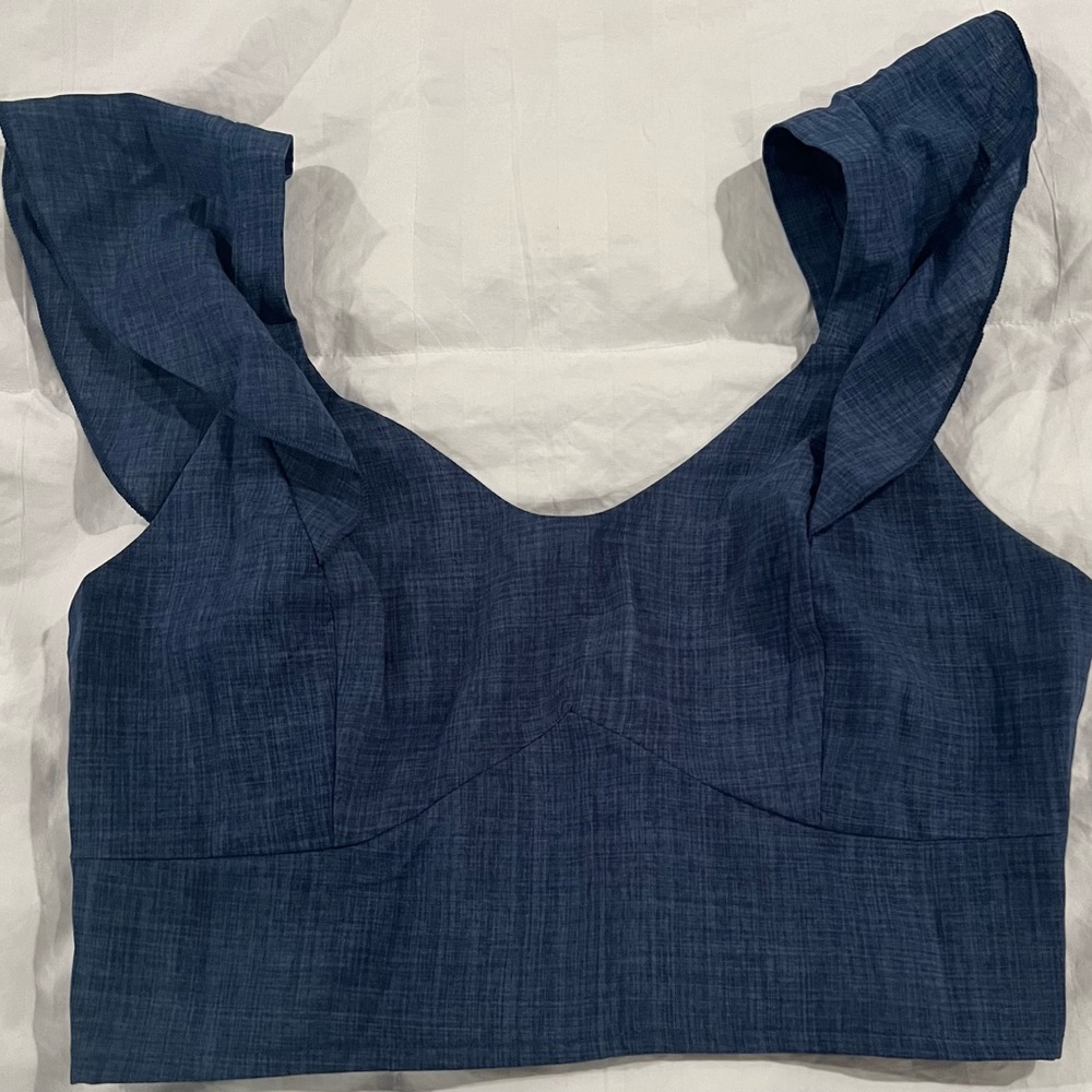 Blue crop top & wide leg pants